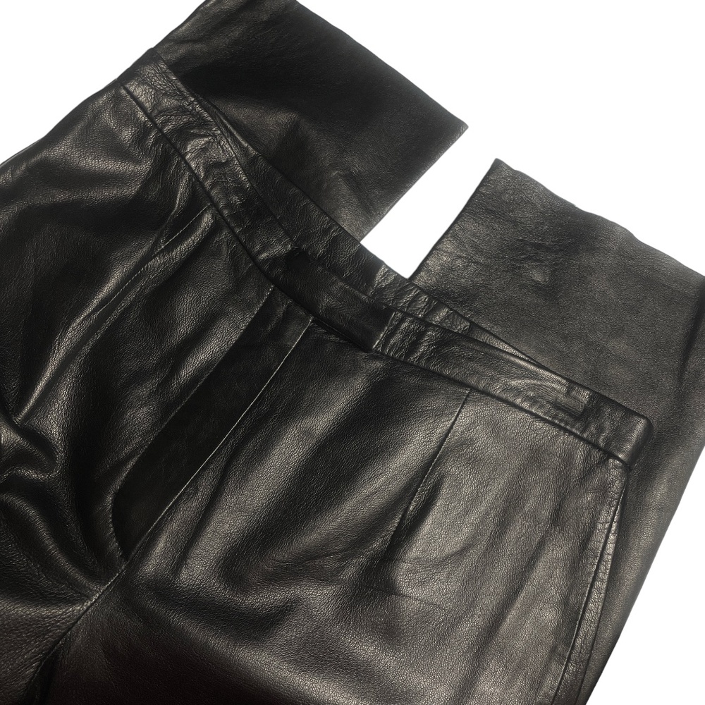 JLC New York 12 Leather Pants‎ Lined Raw Factory Hem Black Pockets